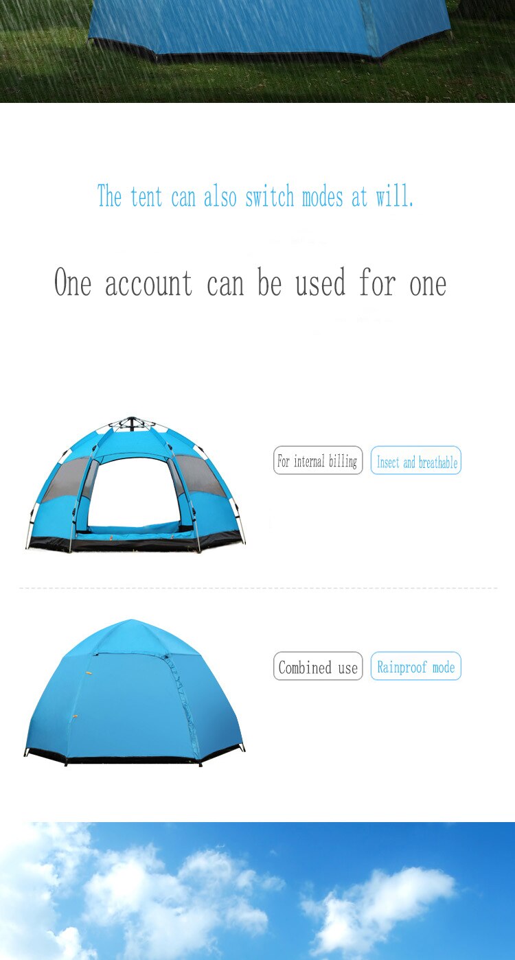 Cheap Goat Tents Automatic multi person double layer 5 8 people hexagonal tent outdoor camping camping rain tent Tents 